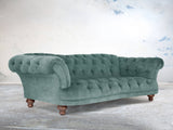 Oskar 4 Seat Chesterfield Sofa In Ocean Storm Vintage Velvet