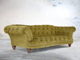 Oskar 4 Seat Chesterfield Sofa In Olive Vintage Velvet