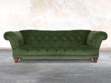 Oskar 4 Seat Chesterfield Sofa In Pine Lush Velvet