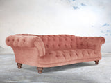 Oskar 4 Seat Chesterfield Sofa In Pink Blush Vintage Velvet