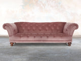 Oskar 4 Seat Chesterfield Sofa In Pink Lush Velvet