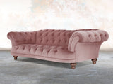 Oskar 4 Seat Chesterfield Sofa In Pink Lush Velvet