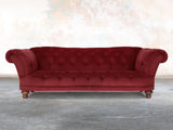 Oskar 4 Seat Chesterfield Sofa In Red Lush Velvet