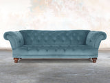 Oskar 4 Seat Chesterfield Sofa In Sky Lush Velvet