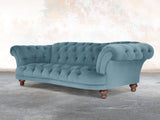 Oskar 4 Seat Chesterfield Sofa In Sky Lush Velvet
