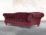Oskar 4 Seat Chesterfield Sofa In Wine Lush Velvet
