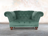 Oskar Chesterfield Chair In Aqua Lush Velvet