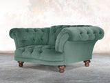 Oskar Chesterfield Chair In Aqua Lush Velvet