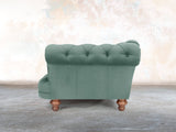 Oskar Chesterfield Chair In Aqua Lush Velvet