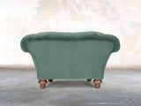 Oskar Chesterfield Chair In Aqua Lush Velvet