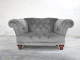 Oskar Chesterfield Chair In Dove Vintage Velvet
