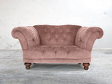 Oskar Chesterfield Chair In Dusky Pink Vintage Velvet