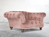 Oskar Chesterfield Chair In Dusky Pink Vintage Velvet