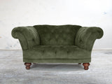 Oskar Chesterfield Chair In Jade Vintage Velvet