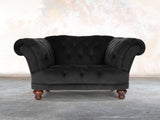 Oskar Chesterfield Chair In Jet Black Lush Velvet