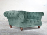 Oskar Chesterfield Chair In Ocean Storm Vintage Velvet