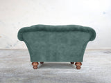 Oskar Chesterfield Chair In Ocean Storm Vintage Velvet