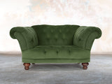 Oskar Chesterfield Chair In Pine Lush Velvet