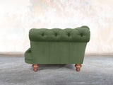 Oskar Chesterfield Chair In Pine Lush Velvet