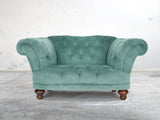 Oskar Chesterfield Chair In Summer Mist Vintage Velvet