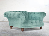Oskar Chesterfield Chair In Summer Mist Vintage Velvet