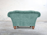 Oskar Chesterfield Chair In Summer Mist Vintage Velvet