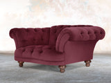 Oskar Chesterfield Chair In Wine Lush Velvet