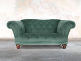 Oskar Chesterfield Snuggler In Aqua Lush Velvet