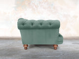 Oskar Chesterfield Snuggler In Aqua Lush Velvet