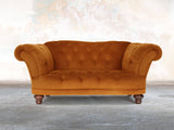 Oskar Chesterfield Snuggler In Burnt Orange Lush Velvet
