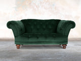 Oskar Chesterfield Snuggler In Dark Green Lush Velvet