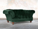 Oskar Chesterfield Snuggler In Dark Green Lush Velvet
