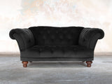Oskar Chesterfield Snuggler In Jet Black Lush Velvet