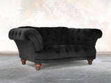 Oskar Chesterfield Snuggler In Jet Black Lush Velvet