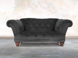 Oskar Chesterfield Snuggler In Nickel Lush Velvet