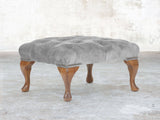 Queen Anne Footstool In Dove Vintage Velvet