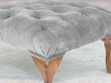 Queen Anne Footstool In Dove Vintage Velvet