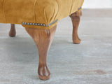 Queen Anne Footstool In Gold Vintage Velvet