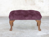 Queen Anne Footstool In Imperial Vintage Velvet