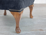 Queen Anne Footstool In Indigo Vintage Velvet