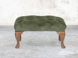 Queen Anne Footstool In Jade Vintage Velvet