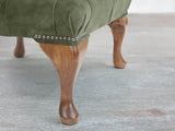 Queen Anne Footstool In Jade Vintage Velvet