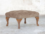 Queen Anne Footstool In Mocha Vintage Velvet