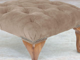 Queen Anne Footstool In Mocha Vintage Velvet