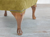 Queen Anne Footstool In Olive Vintage Velvet