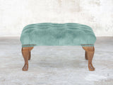 Queen Anne Footstool In Summer Mist Vintage Velvet