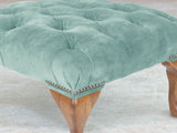 Queen Anne Footstool In Summer Mist Vintage Velvet