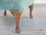 Queen Anne Footstool In Summer Mist Vintage Velvet