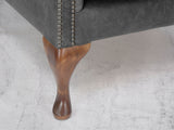 Queen Anne Wing Chair In Black Vintage Leather
