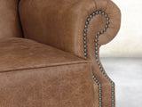 Queen Anne Wing Chair In Brown Vintage Leather